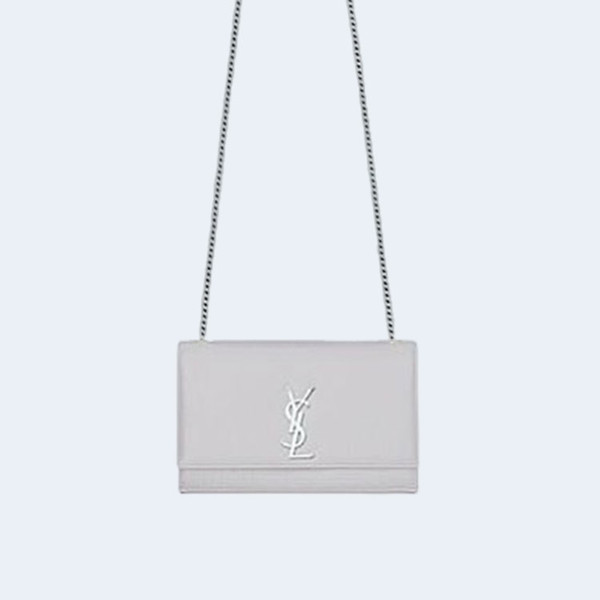 생로랑 케이트 미디엄 백 그레이 실버