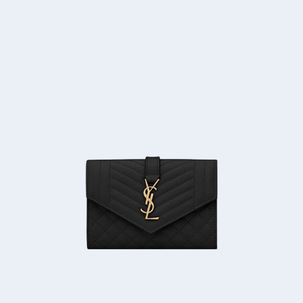 생로랑 엔벨로프 스몰 지갑 블랙 골드