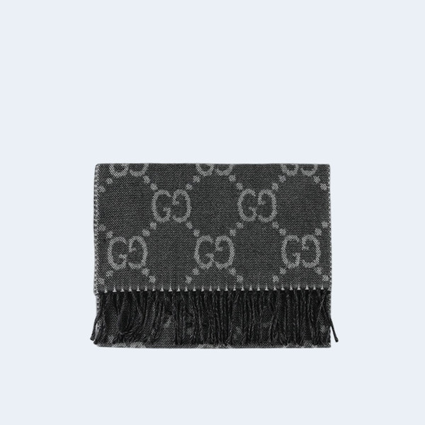 구찌 GG 그레이 블랙 태슬 머플러