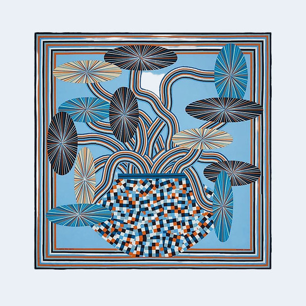 에르메스 Flores Del Este 140 블루 끌레어 스카프