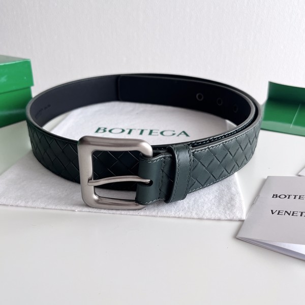 보테가 베네타 인트레치아토 레더 벨트 블루 그린