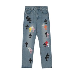 크롬하츠 멀티 가죽패치 데님 KE974