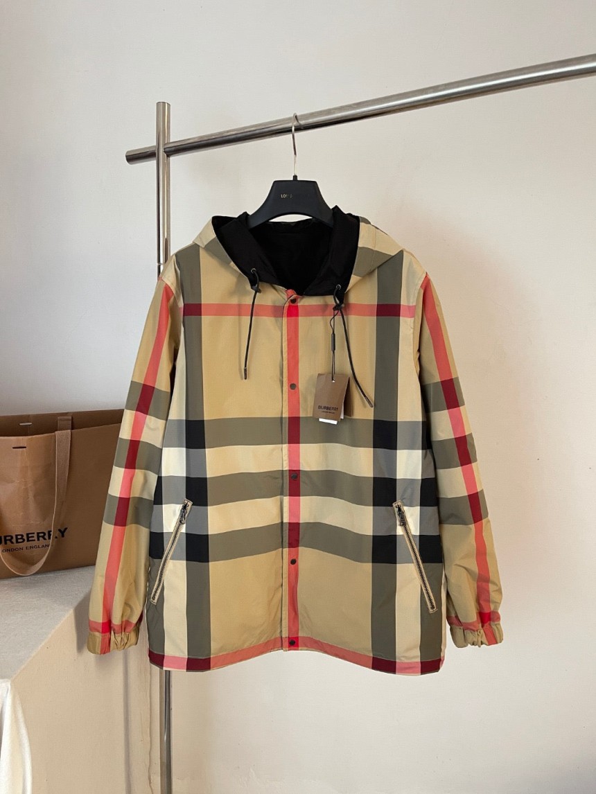 버버리 리버시블 체크 후드 자켓