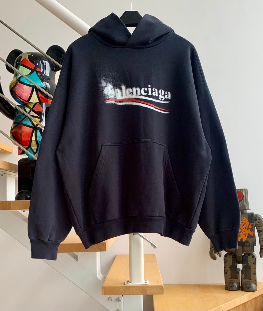 발렌시아가 웨이브로고 후드