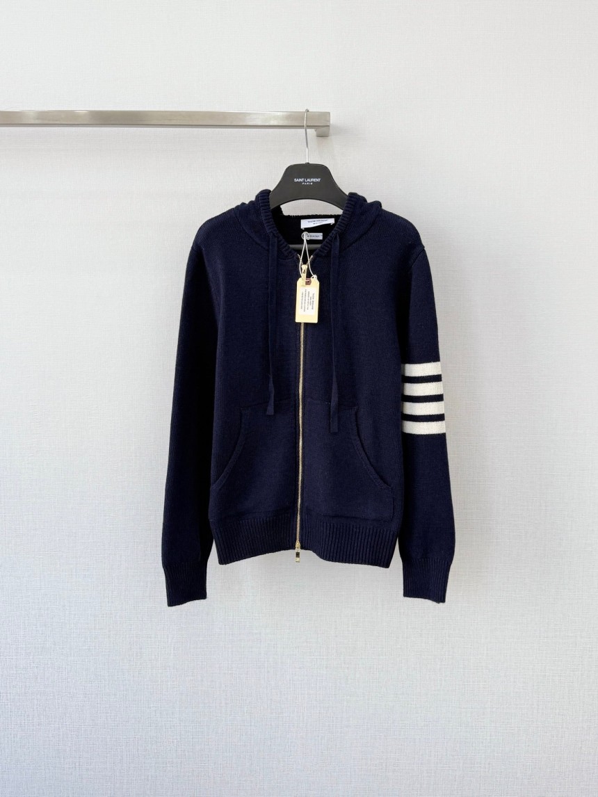 톰브라운 루나 뉴 이어 인타르시아 메리노 4-바 집업 후드