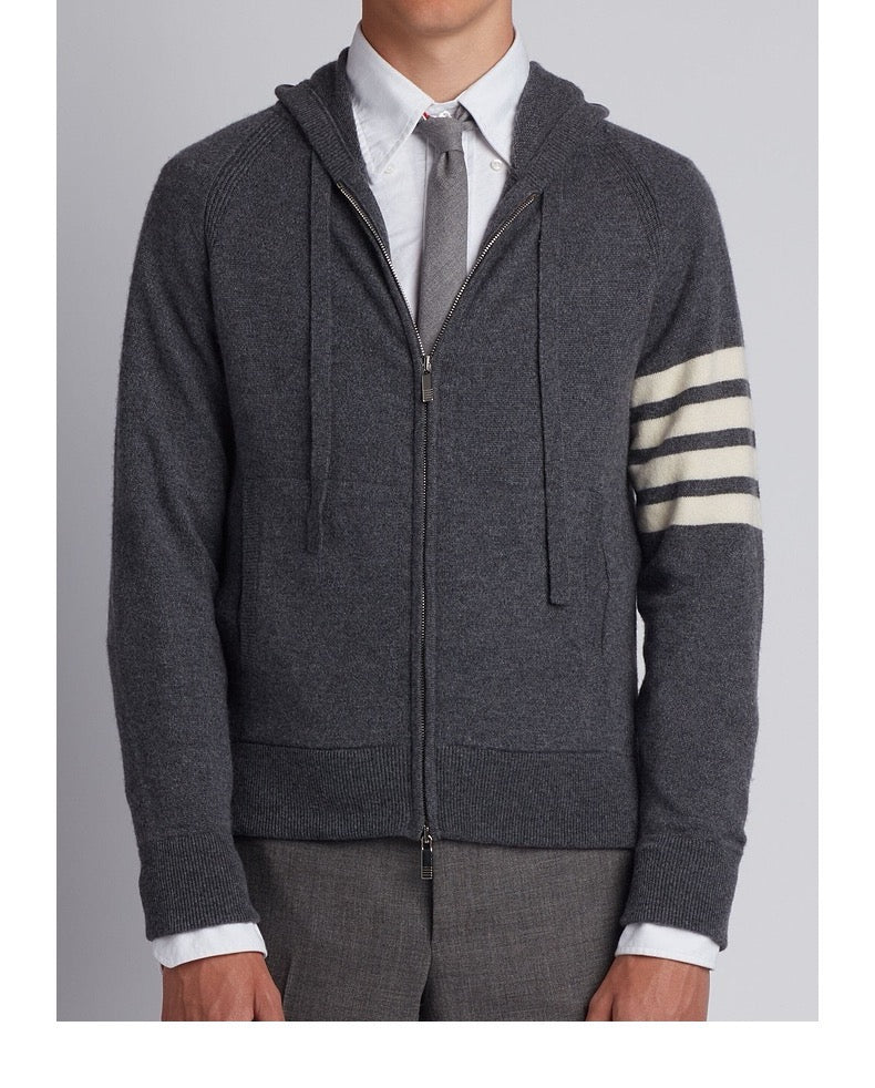 톰브라운 사선 니트 후드 집업