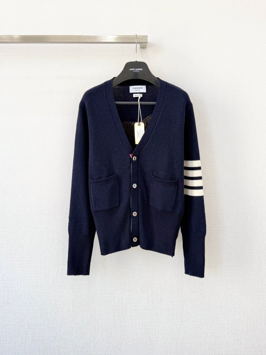톰브라운 루나 뉴 이어 울 4-바 인타르시아 카디건