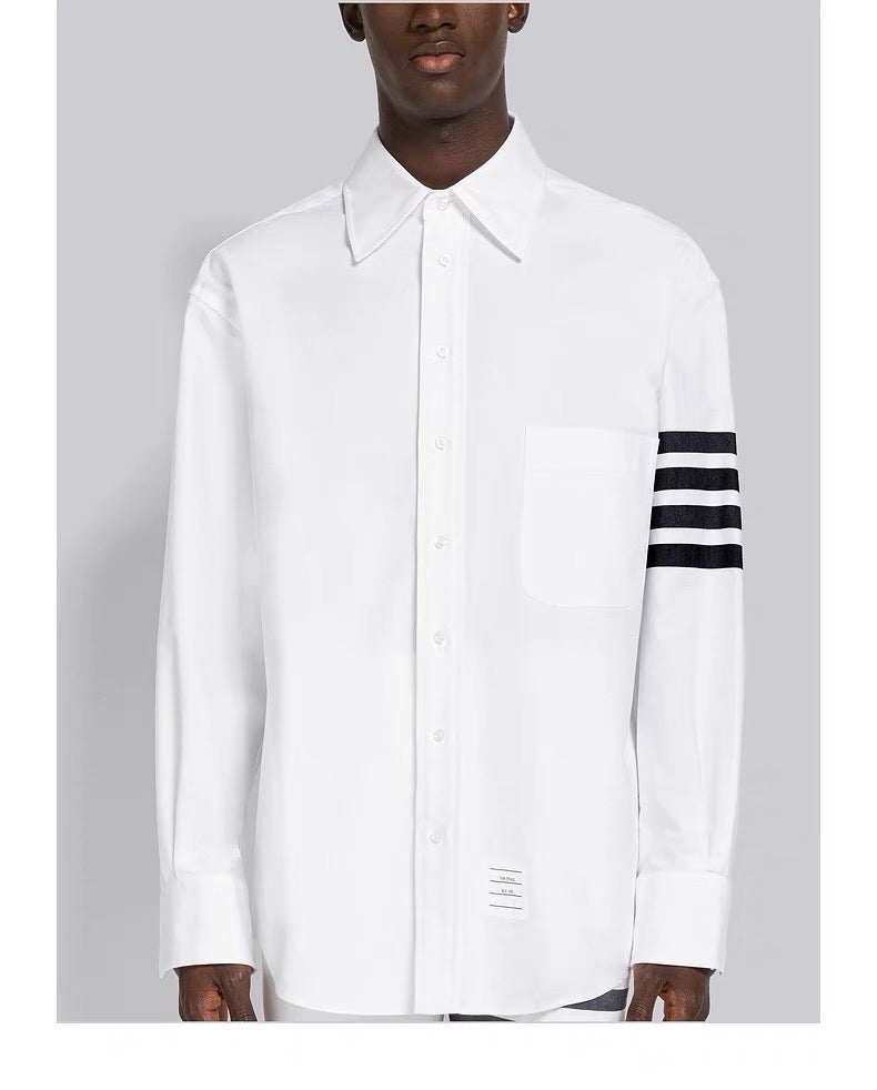 톰브라운 솔리드 옥스포드 사선 포인트 칼라 셔츠