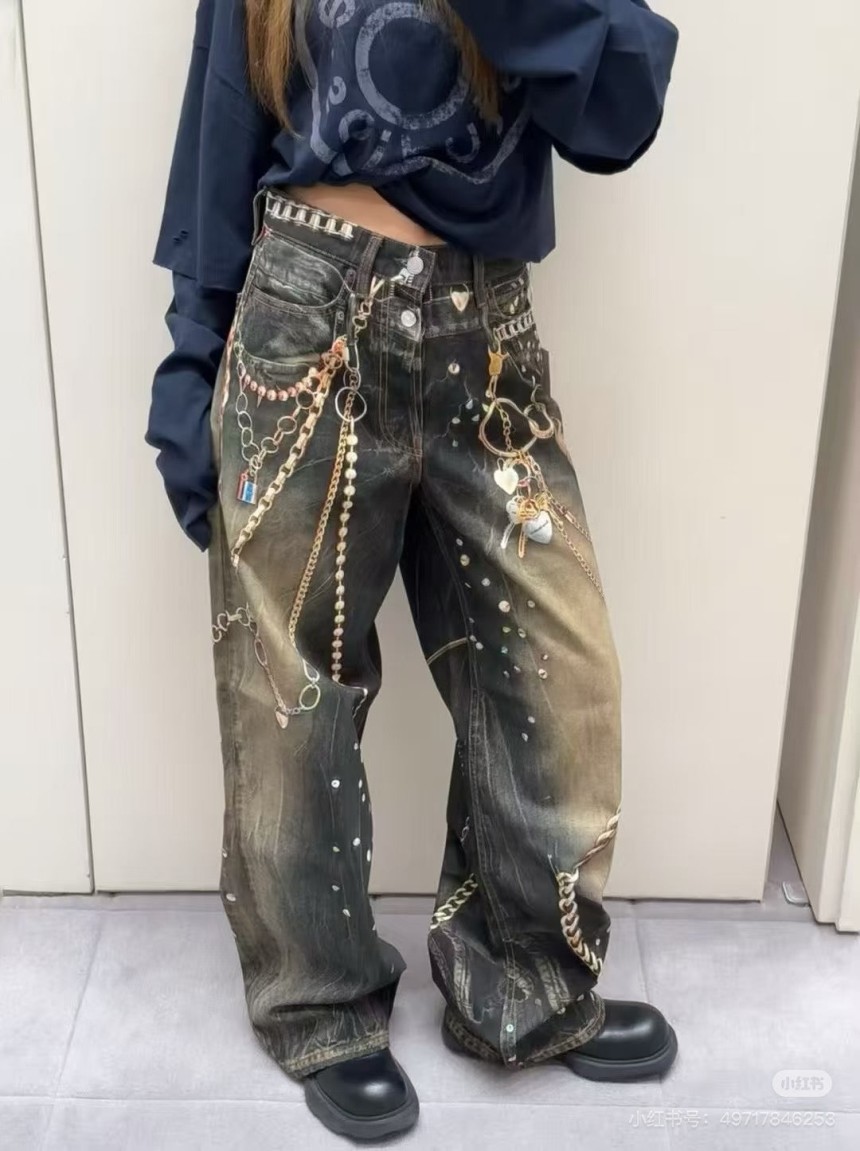 아크네 스튜디오 루즈 핏 진 이어 오브 홀스 블랙 멀티