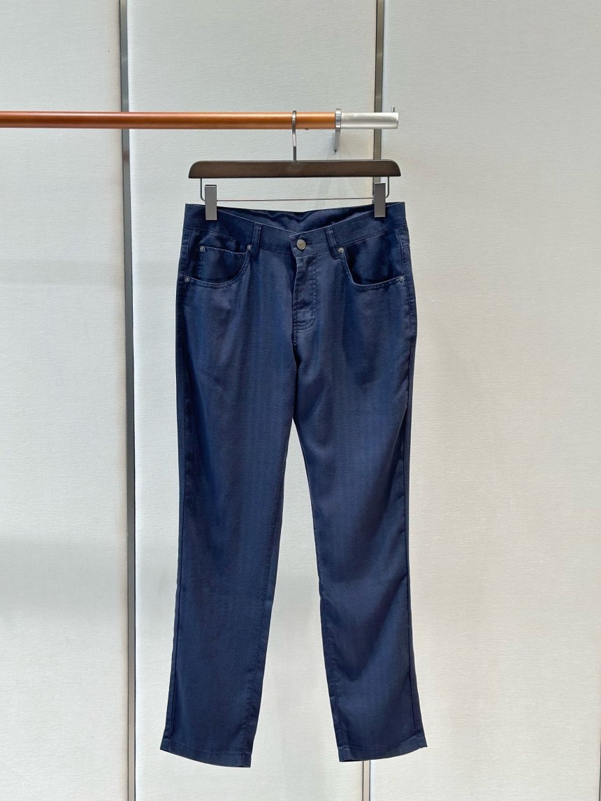 L 코튼 슬림 팬츠