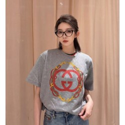 구찌 프린트 코튼 저지 티셔츠