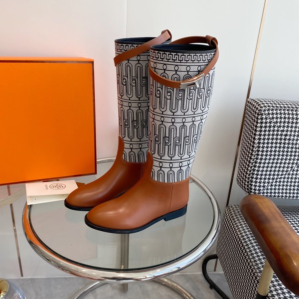 에르메스 점핑 롱 부츠 (소가죽)  브라운