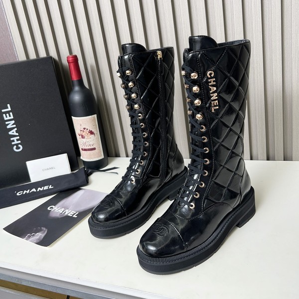 샤넬 25SS 컴뱃 퀄팅 롱부츠 블랙