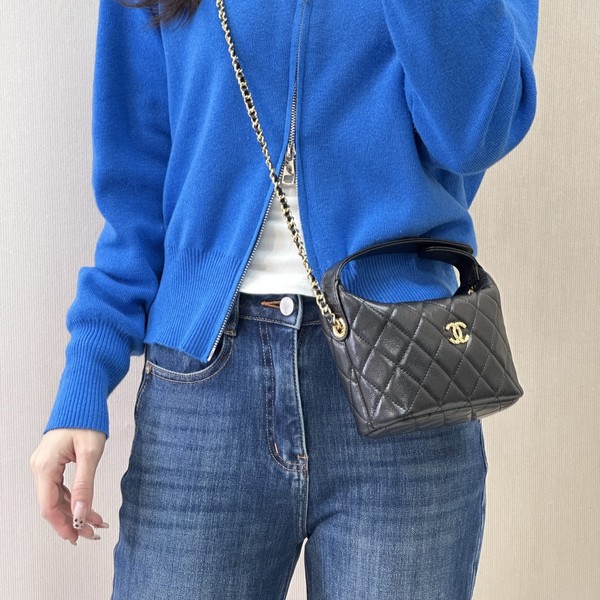 샤넬 26C 미니 탑핸들 호보 캐비어 금장 AP5022