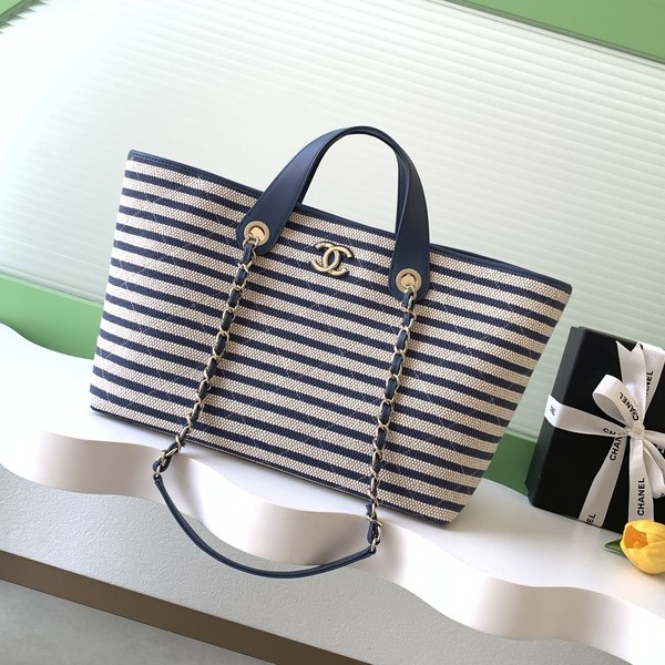샤넬 26C 크루즈 스트라이프 체인 캔버스 도빌백 AS6007