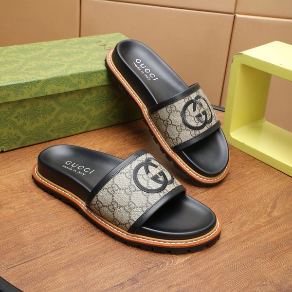 구찌 남성용 GG 레더 슬리퍼