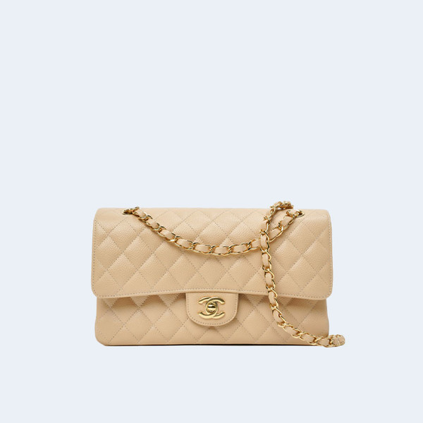 샤넬 클래식 미디움 캐비어 베이지 골드