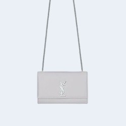 생로랑 케이트 미디엄 백 그레이 실버