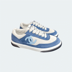 샤넬 CC 로고 블루 스웨이드 스니커즈