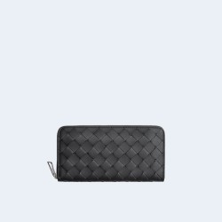 보테가베네타 인트레치아토 어라운드 지갑 블랙/페러킷
