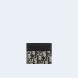 디올 오블리크 자카드 카드 지갑 베이지