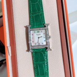에르메스 여성 시계 에이치아워 은장 다이야 그린