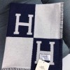 에르메스 아발론 H로고 블랭킷 담요 네이비