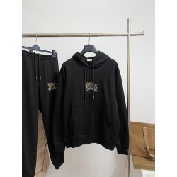 버버리 체크 코튼 후드티