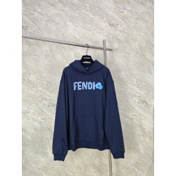펜디 블루 코튼 후드티