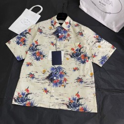 프라다 코튼 숏슬리브 셔츠 바닐라