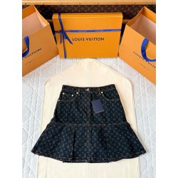 루이비통 모노그램 데님 플리츠 스커트