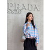 프라다 체크 포플린 셔츠