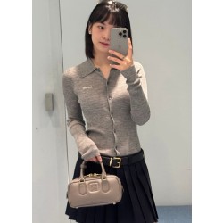 미우미우 로고 자수 캐시미어 가디건