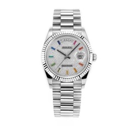 롤렉스 데이데이트 다이아몬드 파베 화이트 스틸 31mm