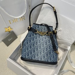 디올 쎄디올 미디엄 오블리크 데님 버킷 백