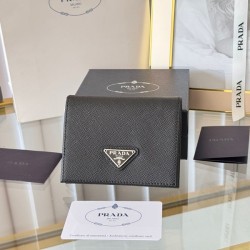 프라다 1M0204 사피아노 삼각로고 반지갑 은장