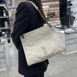 생로랑 니키 쇼핑 빈티지 레더 화이트