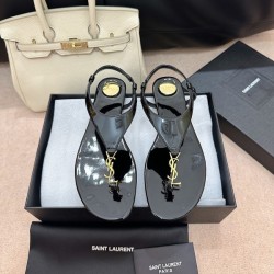 생로랑 카산드라 스무스 레더 샌들