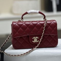 샤넬 핸들 CF 플랩백 램스킨 금장