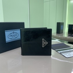 프라다 삼각로고 레더 반지갑