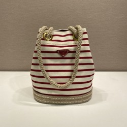 프라다 마리너 스트라이프 패브릭 버킷백 1BE082