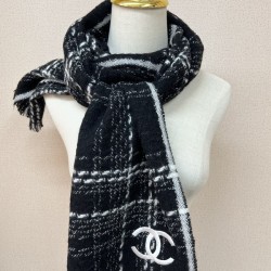 샤넬 cc 로고 머플러 울 100%