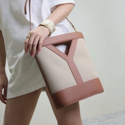 생로랑 Y 스몰 버킷 레더 브릭 808224