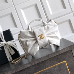 샤넬 25FW 25K 리본백 램스킨 골드 AS5849