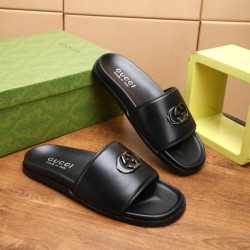 구찌 남성용 GG 레더 슬리퍼