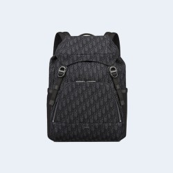 디올 Dior 8 플랩 블랙 오블리크 자카드 백팩