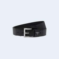 프라다 스무스 레더 벨트 블랙 34mm
