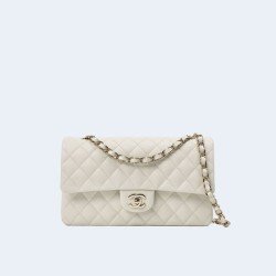 샤넬 클래식 미디움 캐비어 화이트 골드
