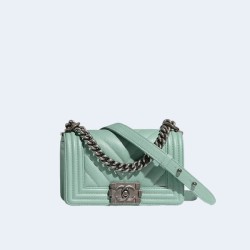 샤넬 보이백 스몰 캐비어 민트 실버