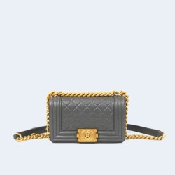 샤넬 보이백 미니 캐비어 그레이 골드